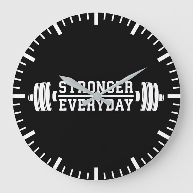 Stronger Everyday - Workout Inspirational Large Clock (Front)