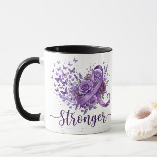 Stronger Inspirational Coffee Mug - Purple Ribbon