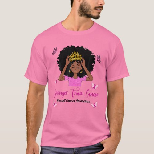 Stronger Than Cancer Black Queen Breast Cancer Awa T_Shirt