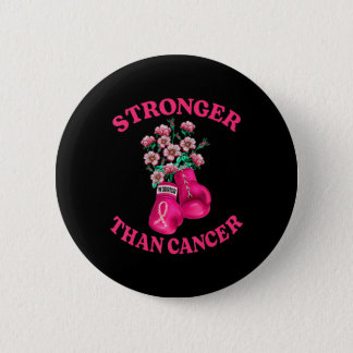 Stronger Than Cancer Boxing Gloves Pink Ribbon Bre Button