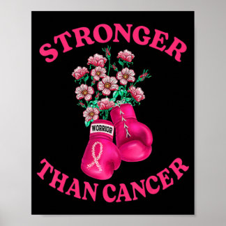 Stronger Than Cancer Boxing Gloves Pink Ribbon Bre Poster