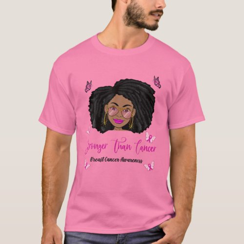 Stronger Than Cancer Breast Cancer Awareness Black T_Shirt