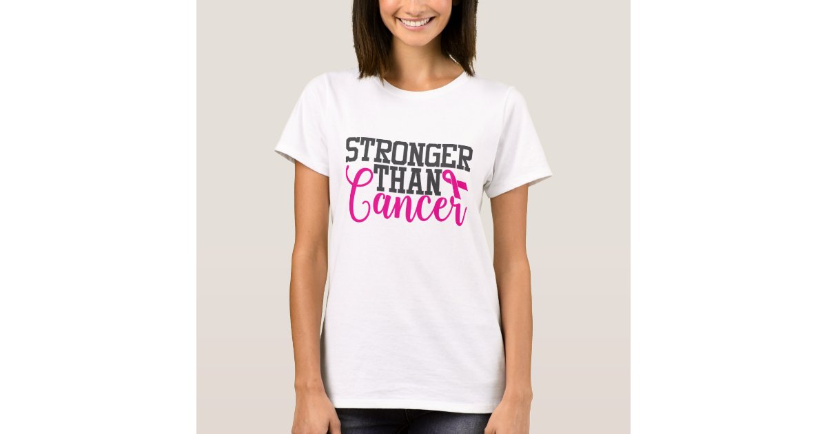 Think Pink T Shirt Remission Pink Strong Survivor Stronger Than Cancer Text Design T-Shirt Breast Cancer Shirt Awareness