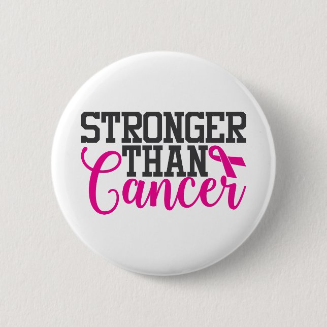 Stronger Than Cancer | Breast Cancer Motivational Button (Front)