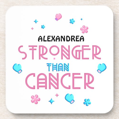 Stronger Than Cancer  Cancer Survivor Custom     Beverage Coaster