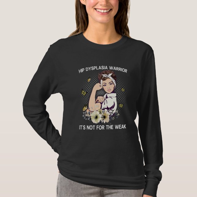 Stronger Than Hip Dysplasia Awareness Cream Ribbon T-Shirt (Front)