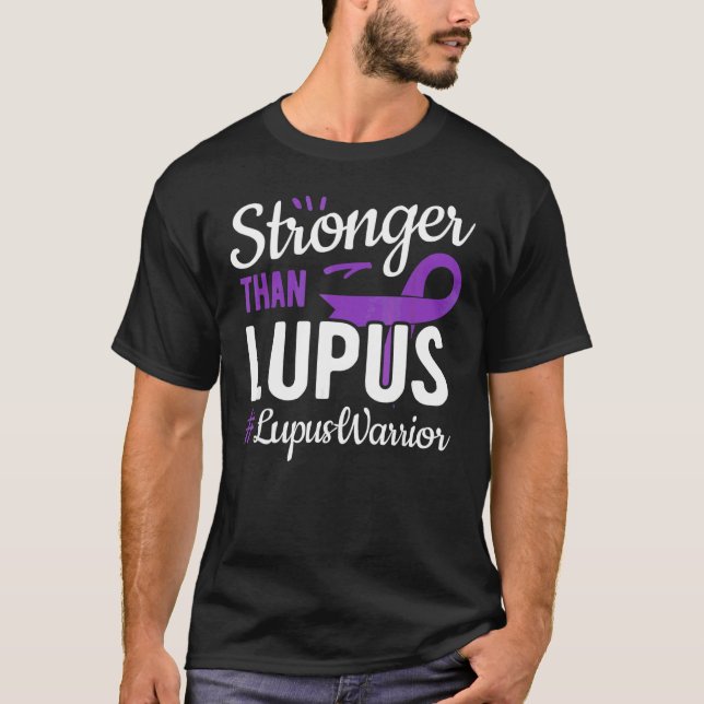 Stronger Than Lupus Warrior Lupus Awareness Purple T-Shirt (Front)