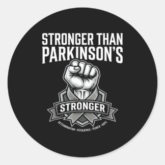 Stronger than parkinson's awareness raised fist classic round sticker