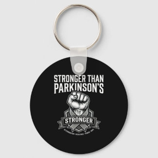 Stronger than parkinson's awareness raised fist keychain