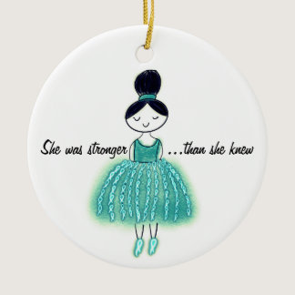Stronger Than She Knew Customisable Ovarian Cancer Ceramic Ornament