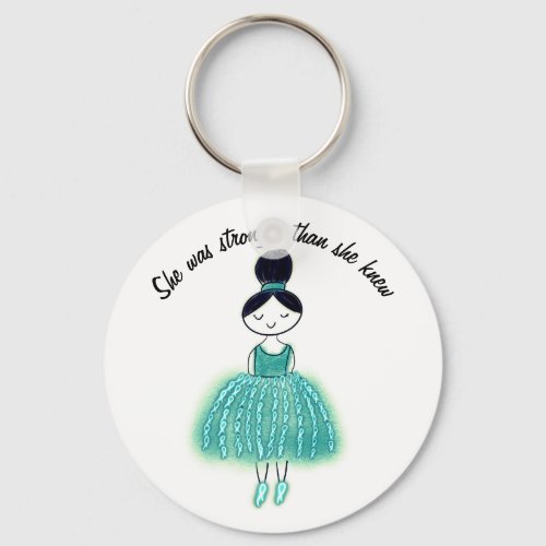 Stronger Than She Knew Customizable Ovarian Cancer Keychain