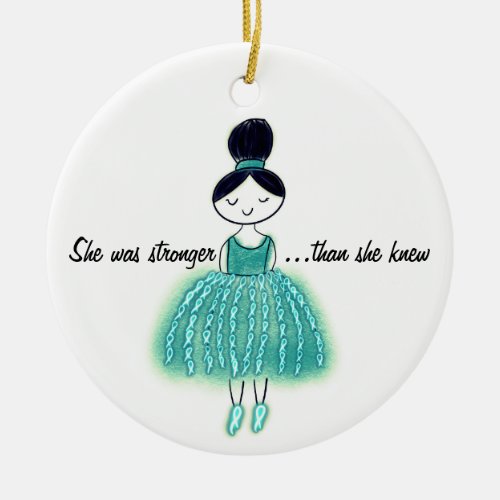 Stronger Than She Knew Ovarian Cancer Customizable Ceramic Ornament