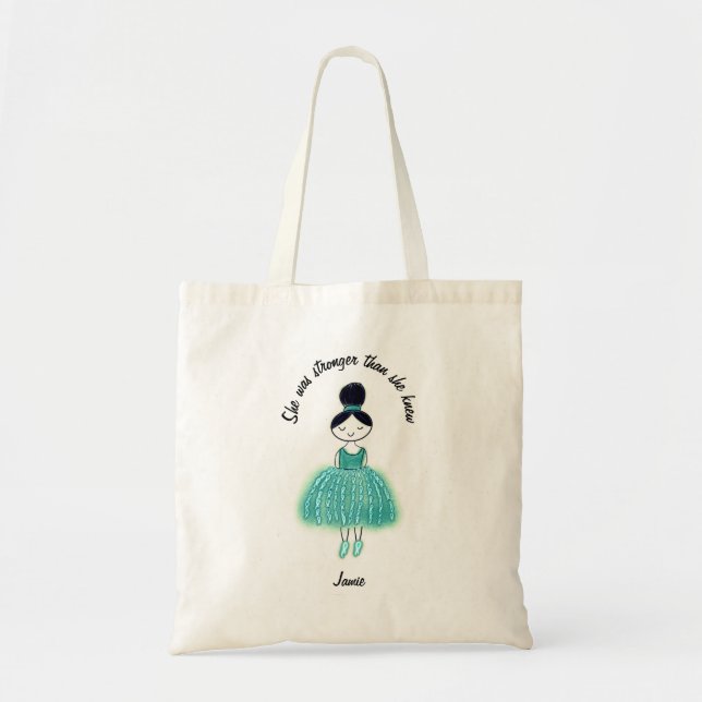 Stronger Than She Knew Ovarian Cancer Tote Bag (Front)