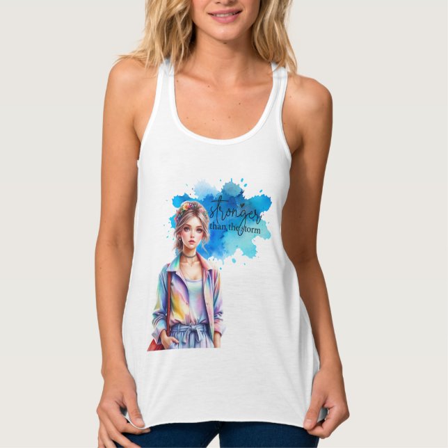 Stronger Than the Storm Inspirational Graphic Tank Top (Front)
