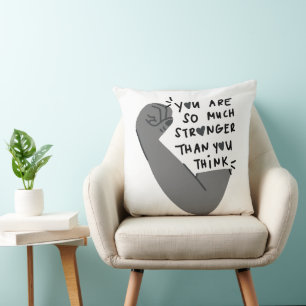 Stronger Than You Think – Empowerment Typography Throw Pillow