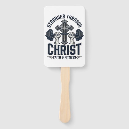 Stronger Through Christ Christian Gym T-Shirt Hand Fan