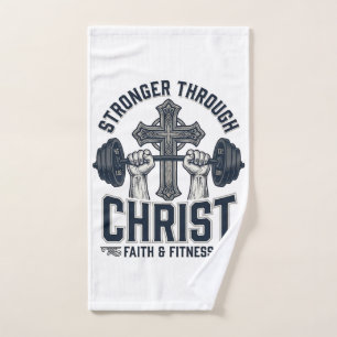 Stronger Through Christ Christian Gym T-Shirt Hand Towel