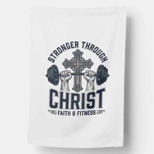 Stronger Through Christ Christian Gym T-Shirt House Flag