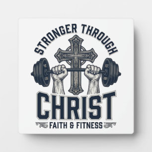 Stronger Through Christ Christian Gym T-Shirt Plaque