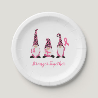 Stronger Together Breast Cancer Pink Ribbon Paper  Paper Plates
