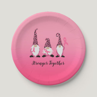 Stronger Together Breast Cancer Pink Ribbon Paper Plates