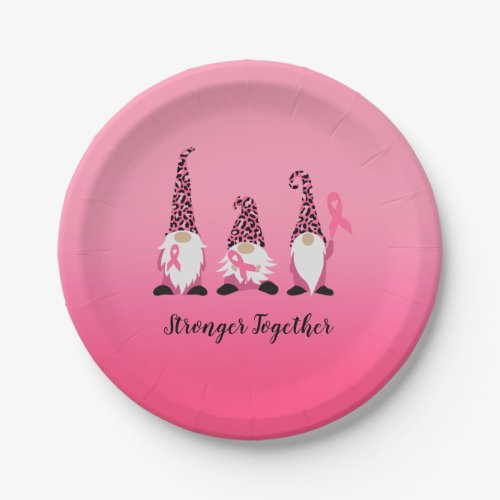 Stronger Together Breast Cancer Pink Ribbon Paper Plates