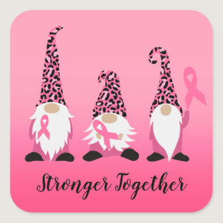 Stronger Together Breast Cancer Pink Ribbon Square Square Sticker