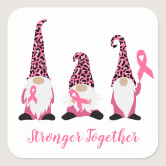 Stronger Together Breast Cancer Pink Ribbon Square Sticker