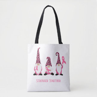 Stronger Together Breast Cancer Pink Ribbon Tote Bag