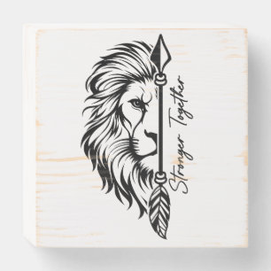 Stronger Together Lion Wooden Box Sign