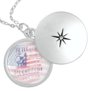 Stronger together USA Hillary 4 President American Locket Necklace