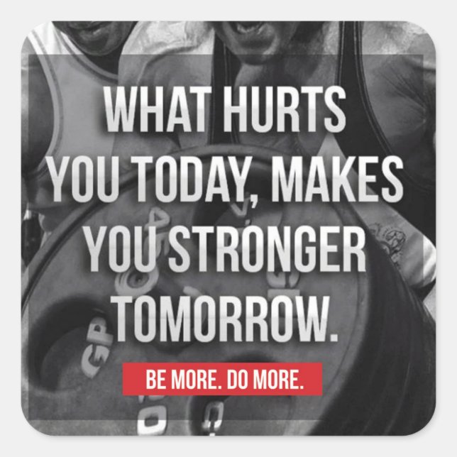 STRONGER TOMORROW - "Body building" Motivational Square Sticker (Front)