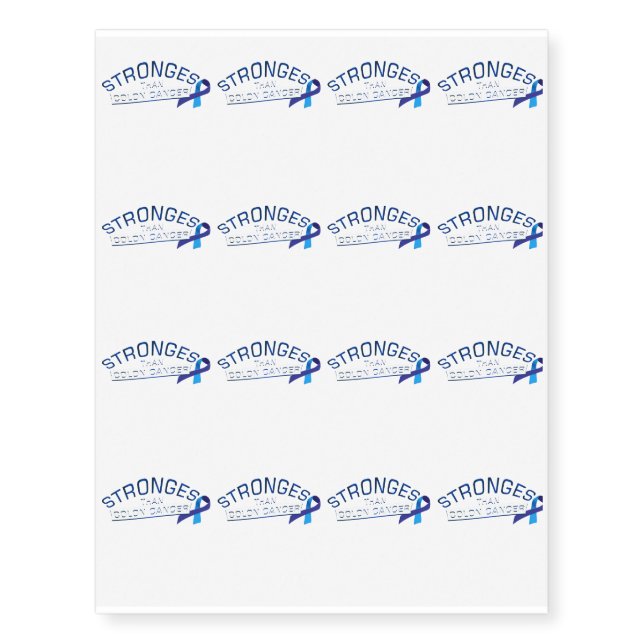 Stronges Colon Cancer Awareness Gift Temporary Tattoos (Front)