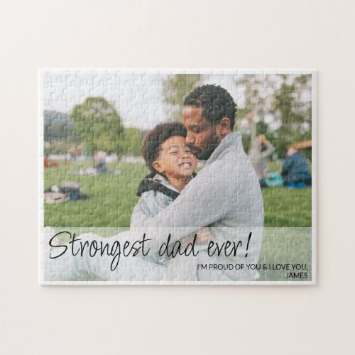 Strongest Dad One Custom Photo Collage Jigsaw Puzzle