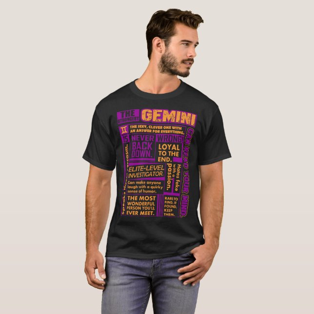 Strongest Gemini Loyal Can Read Your Mind Zodiac T-Shirt (Front Full)