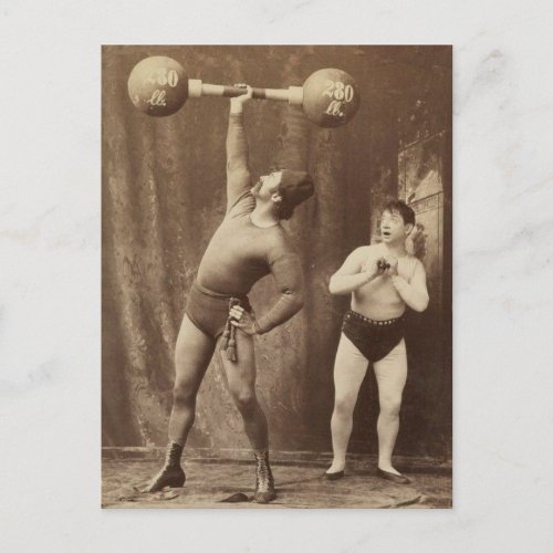 Strongman and Friend Postcard