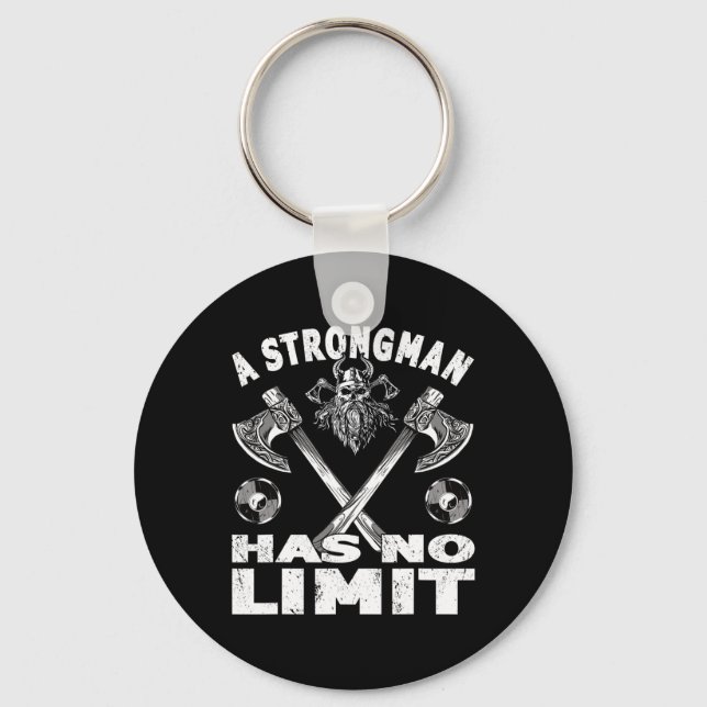 Strongman Has No Limit Weight Training Stuff Power Keychain (Front)