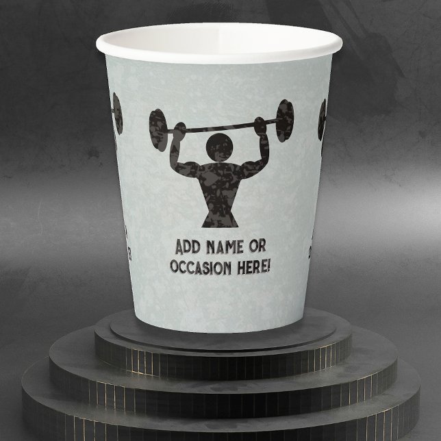 Strongman lifting weights - male encouragement paper cups (Creator Uploaded)