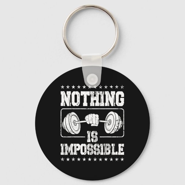 Strongman Nothing Is Impossible Bodybuilder Access Keychain (Front)