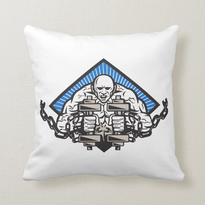 Strongman With Dumbbell In Chains Throw Pillow