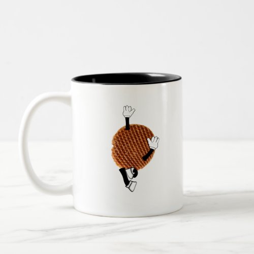 Stroopwafel jumping for joy Two_Tone coffee mug