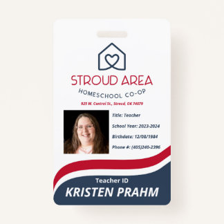 Stroud Area Homeschool Teacher/Parent ID Badge