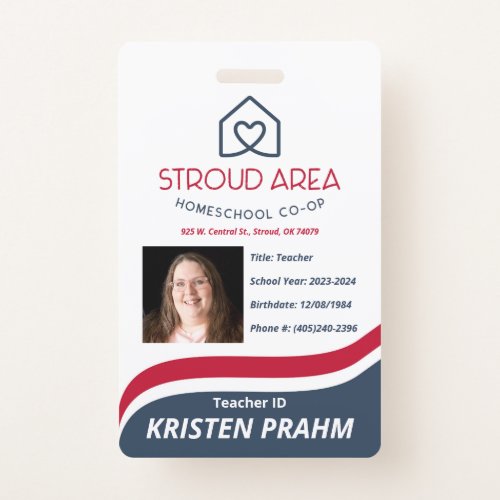 Stroud Area Homeschool TeacherParent ID Badge