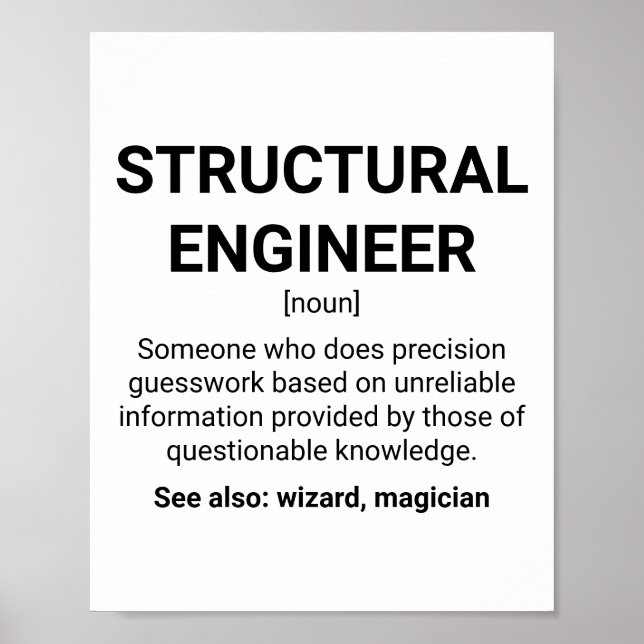 Structural Engineer Definition Noun Poster (Front)