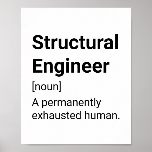 Structural Engineer Funny Definition _ Exhausted Poster