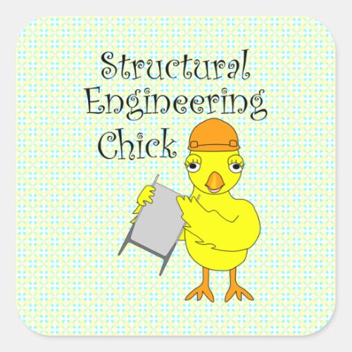 Structural Engineering Chick Text Square Sticker