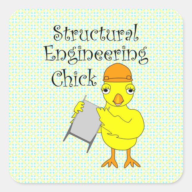 Structural Engineering Chick Text Square Sticker (Front)