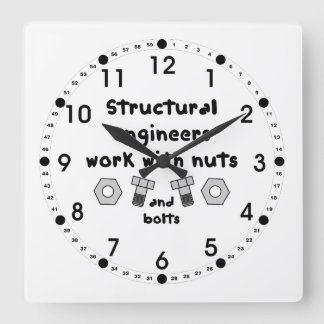 Structural Engineers Work Square Wall Clock