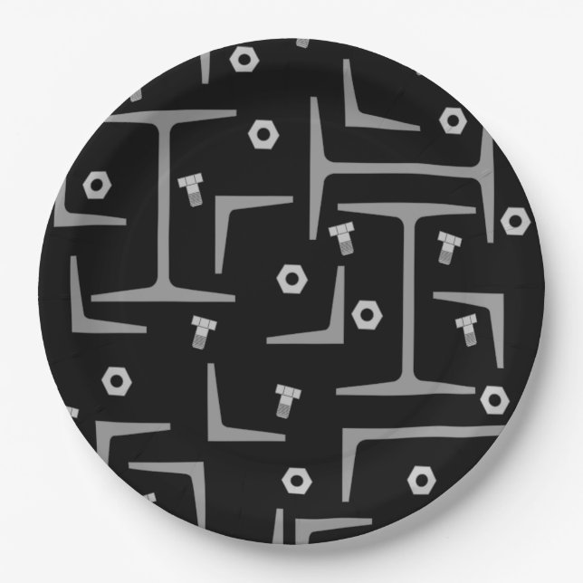 Structural Steel Pattern Paper Plates (Front)
