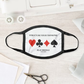Structure Your Thinking Play Bridge Card Suits Face Mask by wordsunwords at Zazzle
